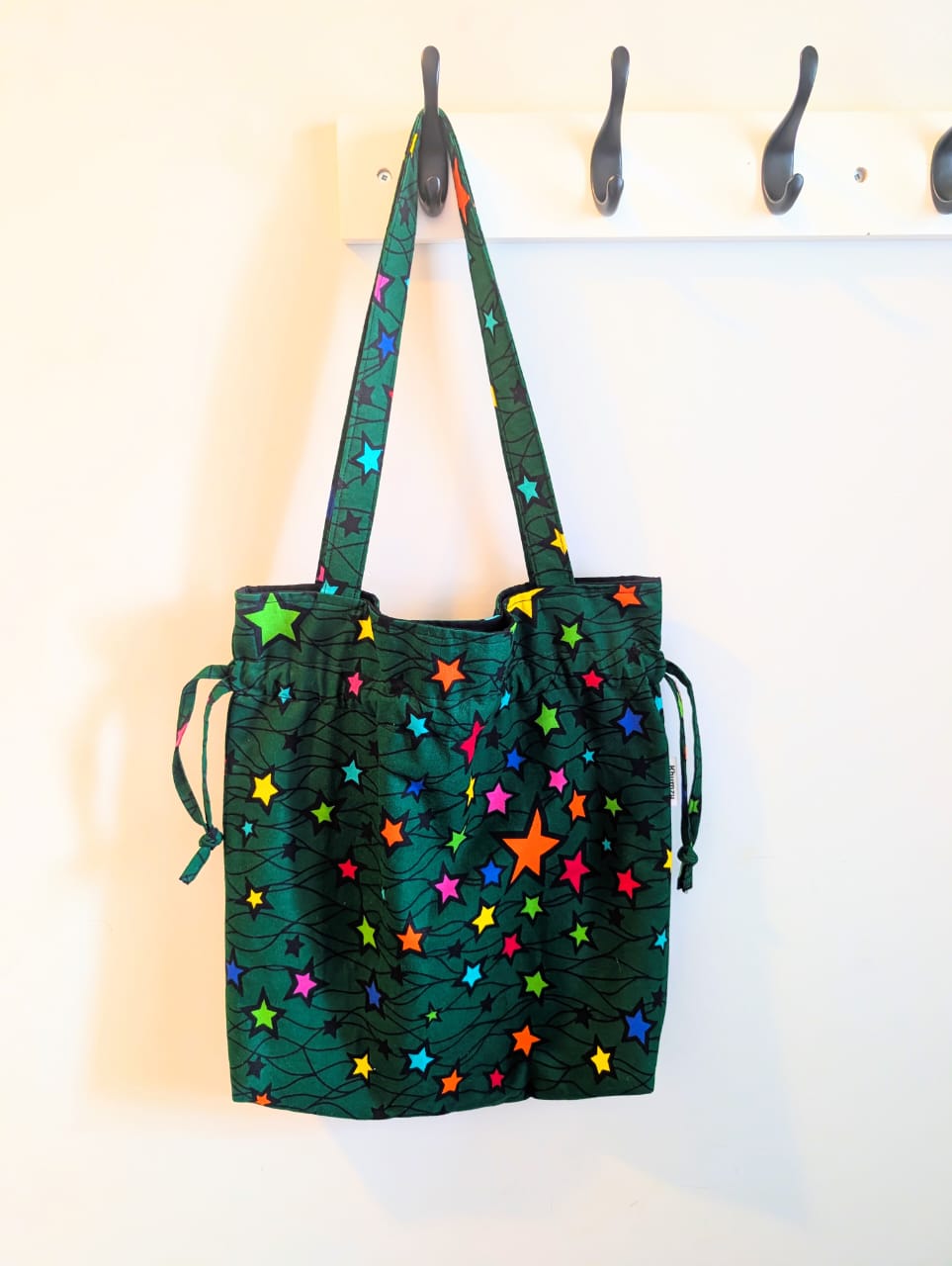 Twinkle Stars Drawstring Tote - Green