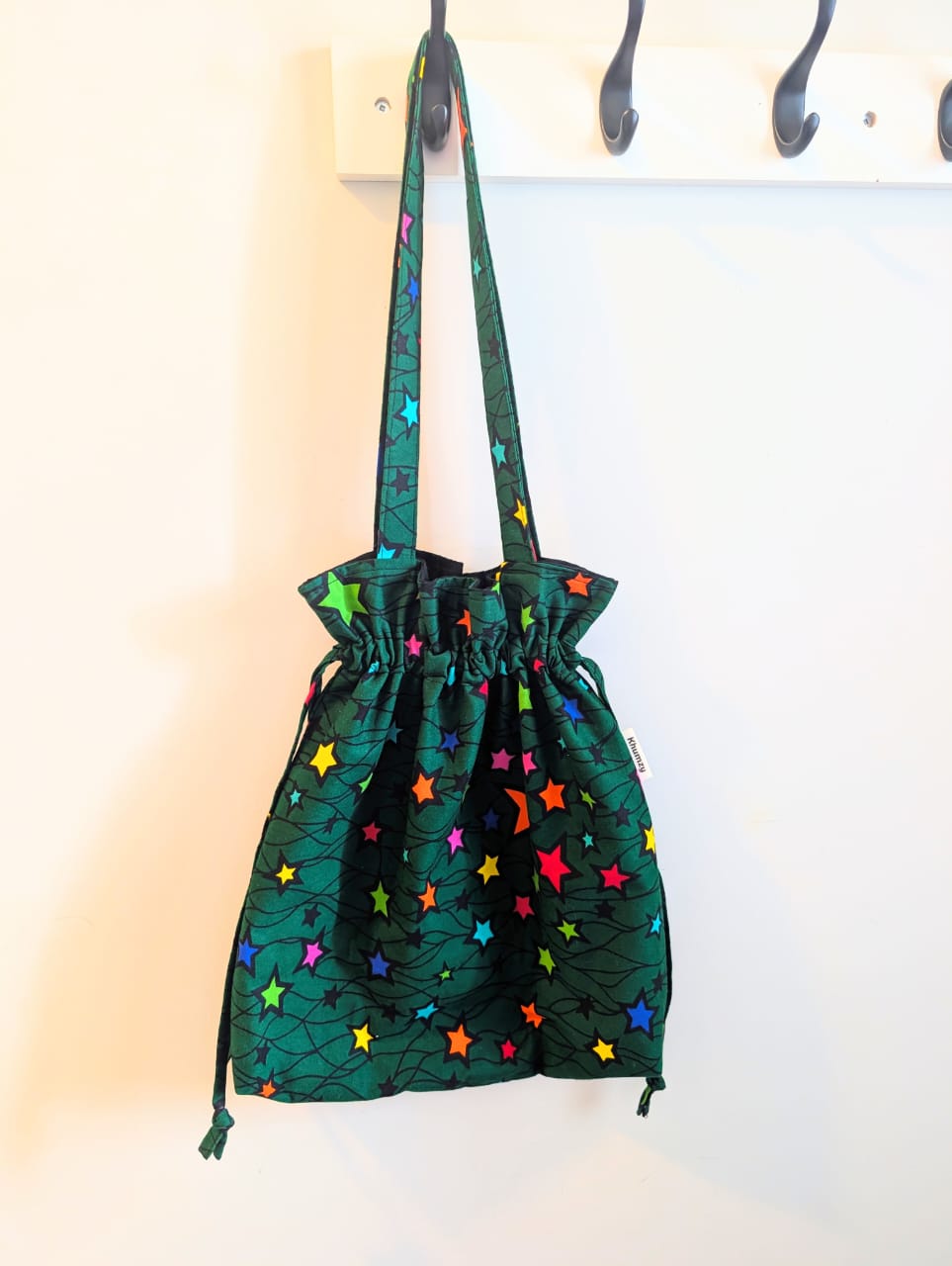Twinkle Stars Drawstring Tote - Green