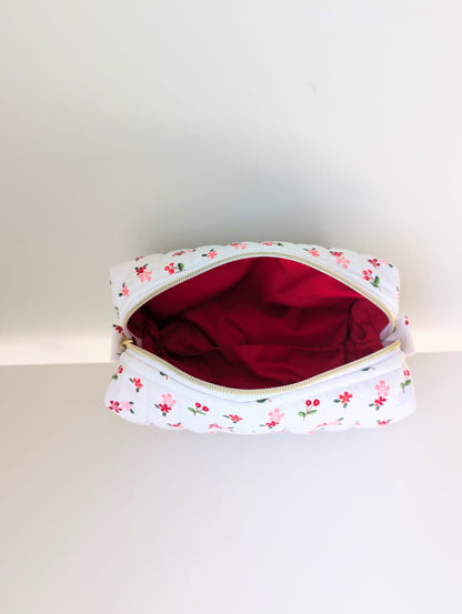 Red Floral Boxy Pouch