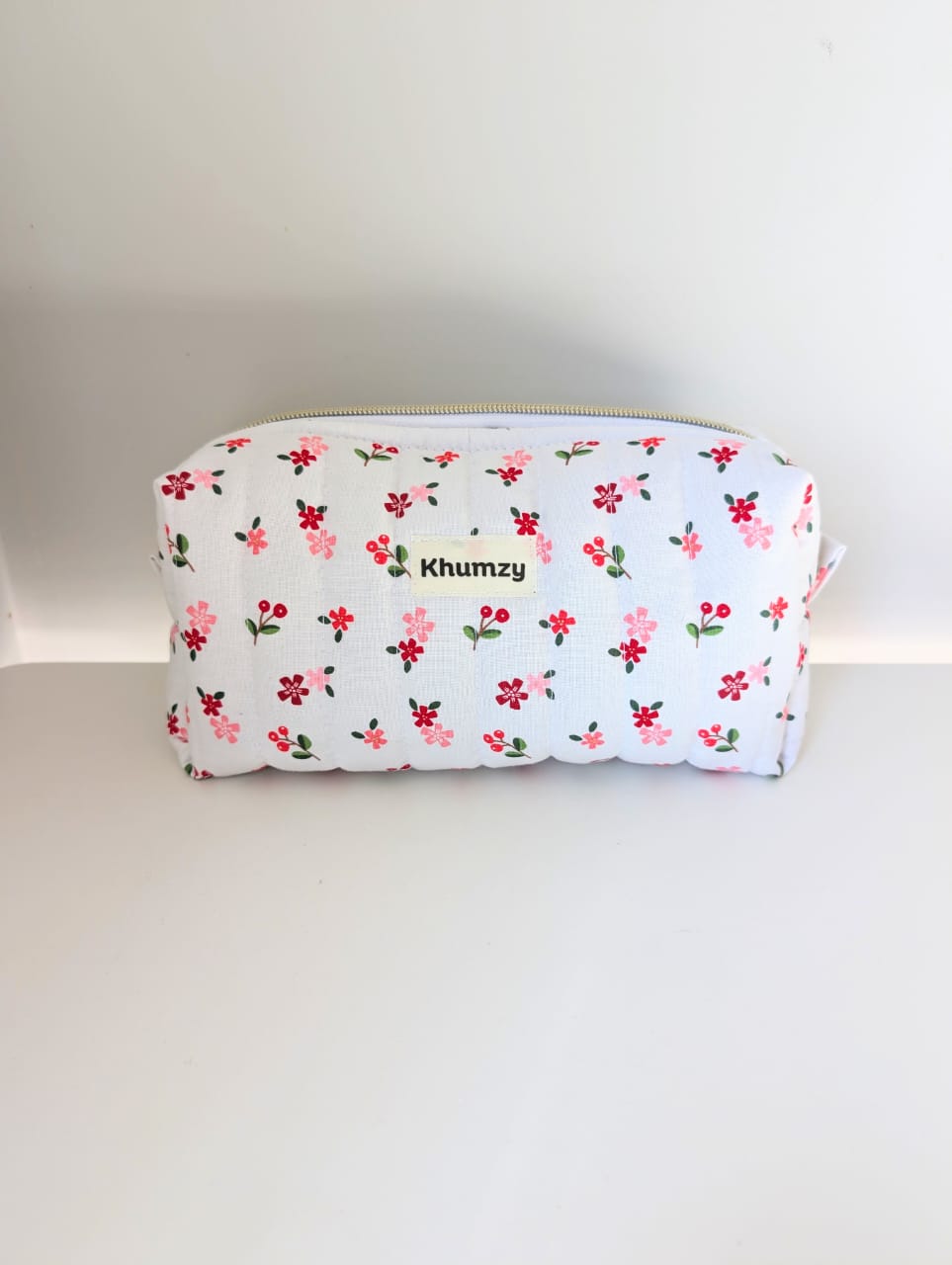 Red Floral Boxy Pouch